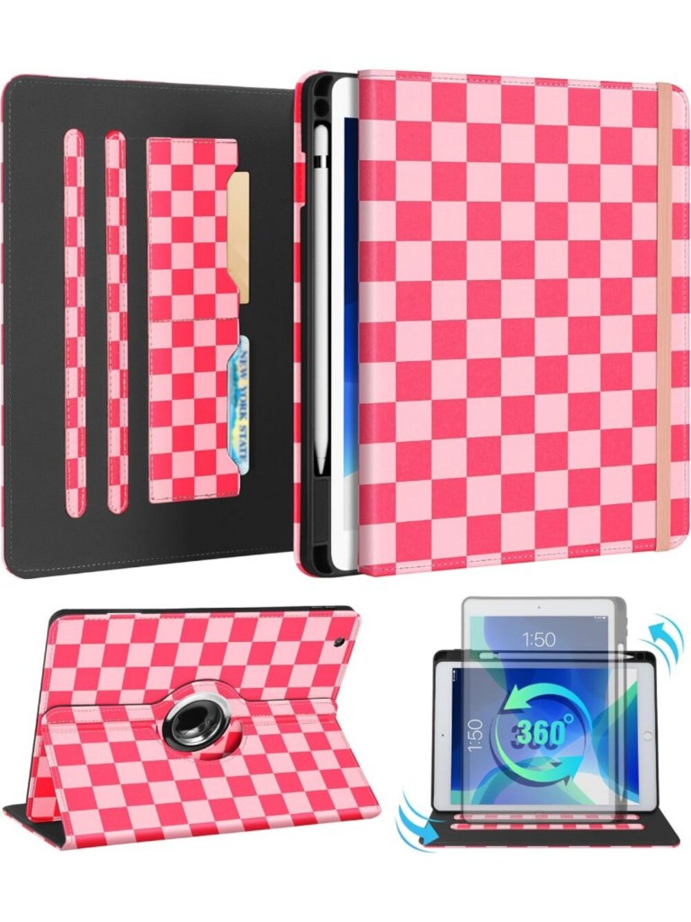 Stylish Pink Plaid Case for iPad 9th/8th/7th Gen - Durable & Lightweight